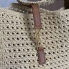 Saint Laurent (YSL) Natural Raffia And Brown Leather Le 5 A 7 Shoulder Bag