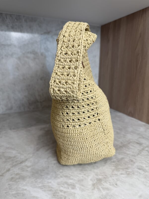 Saint Laurent (YSL) Natural Raffia And Brown Leather Le 5 A 7 Shoulder Bag