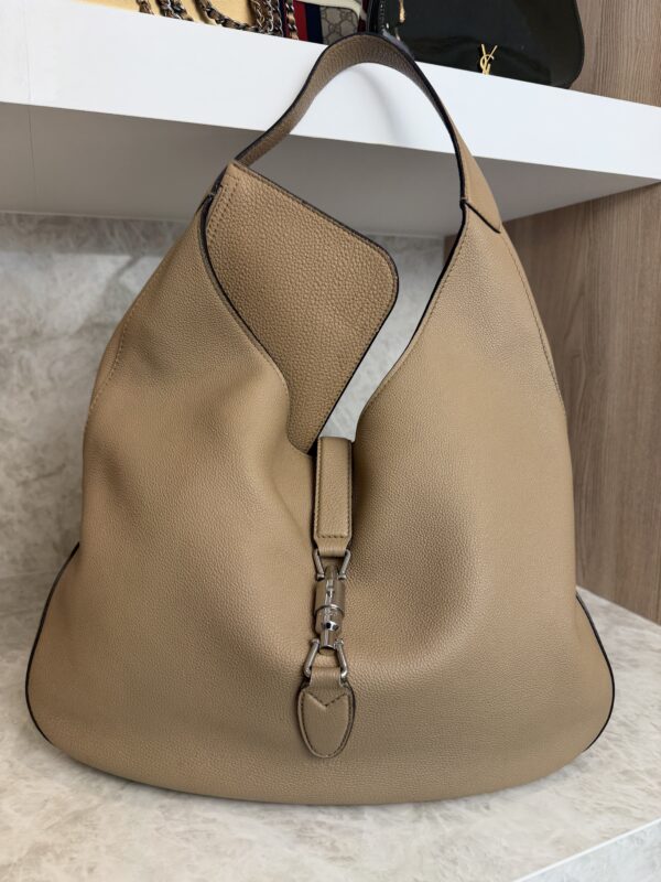 Gucci Beige Pebbled Leather Soft Jackie Hobo Bag