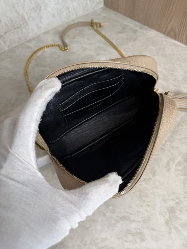 Saint Laurent Matelasse Monogram Mini Lou Camera Bag Beige and Gold Hardware