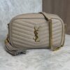 Saint Laurent Matelasse Monogram Mini Lou Camera Bag Beige and Gold Hardware