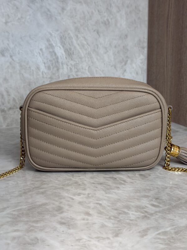 Saint Laurent Matelasse Monogram Mini Lou Camera Bag Beige and Gold Hardware