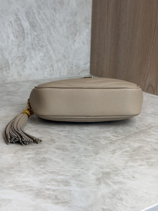 Saint Laurent Matelasse Monogram Mini Lou Camera Bag Beige and Gold Hardware