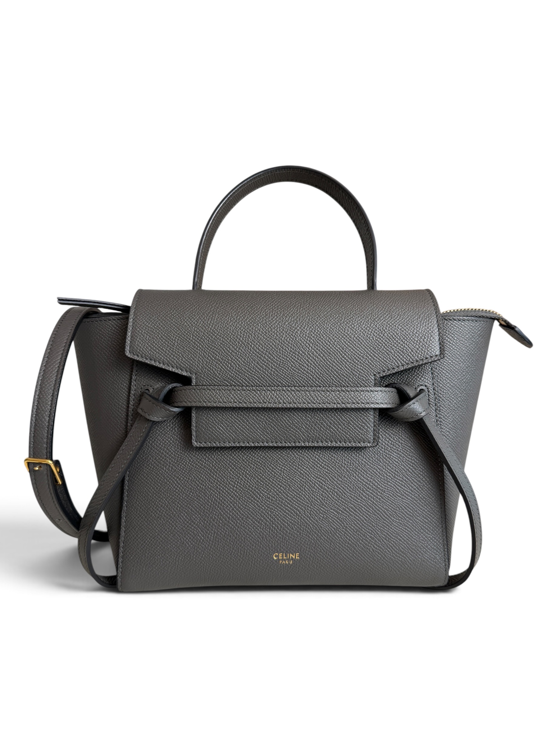 Celine Grained Calfskin Nano Belt Bag Dark Grey