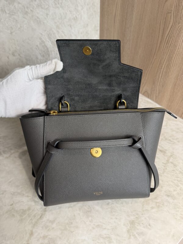 Celine Grained Calfskin Nano Belt Bag Dark Grey