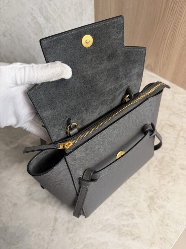 Celine Grained Calfskin Nano Belt Bag Dark Grey