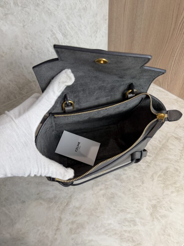 Celine Grained Calfskin Nano Belt Bag Dark Grey
