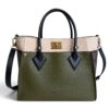 Louis Vuitton Calfskin Monogram On My Side MM Laurier Green Toffee Latte Beige