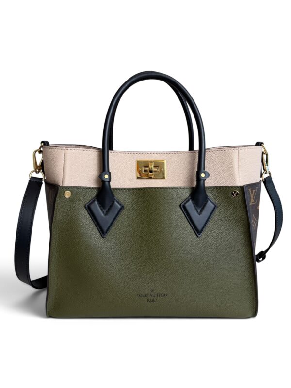 Louis Vuitton Calfskin Monogram On My Side MM Laurier Green Toffee Latte Beige