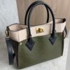 Louis Vuitton Calfskin Monogram On My Side MM Laurier Green Toffee Latte Beige