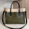 Louis Vuitton Calfskin Monogram On My Side MM Laurier Green Toffee Latte Beige