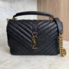 Saint Laurent (YSL) Sheepskin Matelasse Chevron Monogram Medium College Bag Black