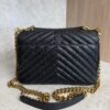 Saint Laurent (YSL) Sheepskin Matelasse Chevron Monogram Medium College Bag Black