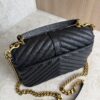 Saint Laurent (YSL) Sheepskin Matelasse Chevron Monogram Medium College Bag Black