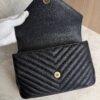 Saint Laurent (YSL) Sheepskin Matelasse Chevron Monogram Medium College Bag Black