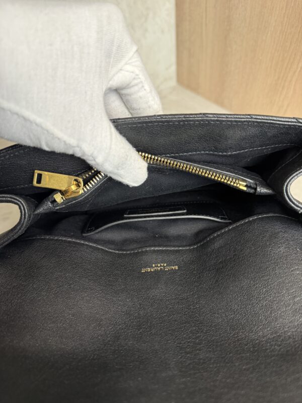Saint Laurent (YSL) Sheepskin Matelasse Chevron Monogram Medium College Bag Black