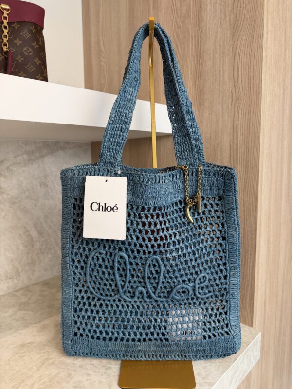 Chloe Woven Raffia Summer Banana Tote Bag