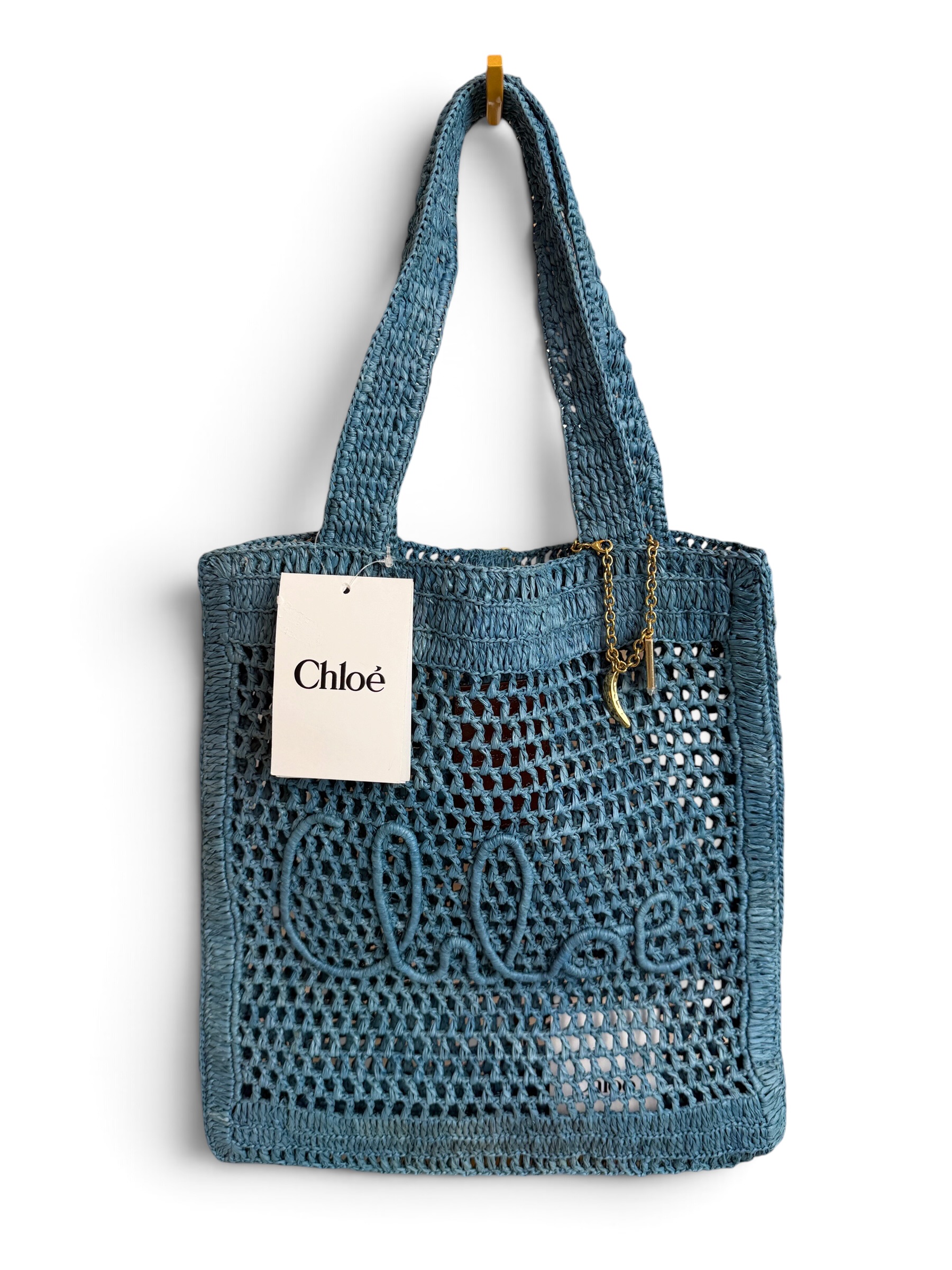 Chloe Woven Raffia Summer Banana Tote Bag