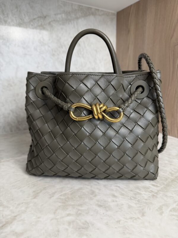 Bottega Veneta Nappa Intrecciato Small Andiamo Shoulder Bag Dark Green