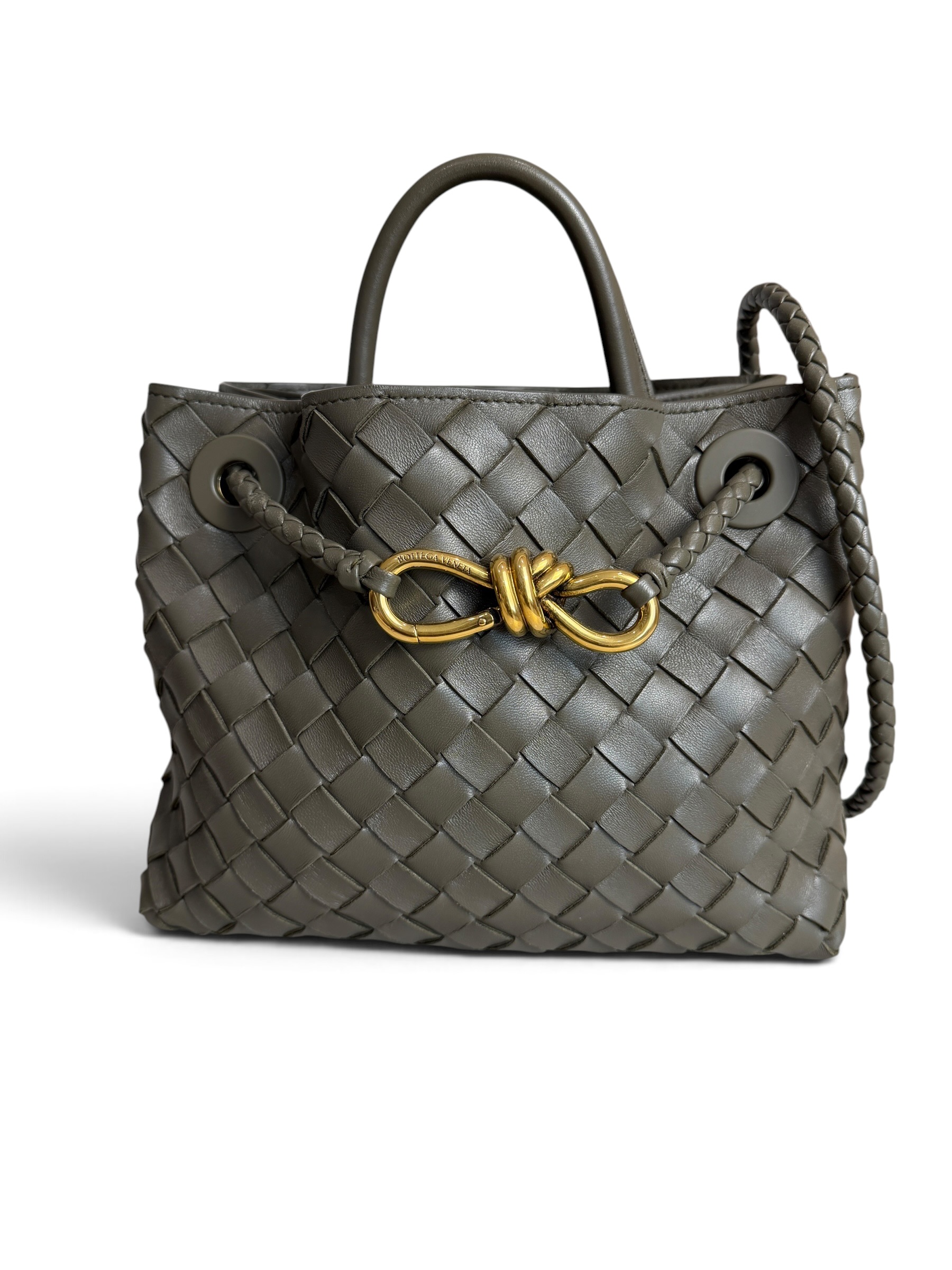 Bottega Veneta Nappa Intrecciato Small Andiamo Shoulder Bag Dark Green