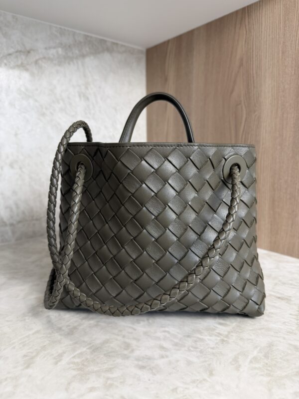 Bottega Veneta Nappa Intrecciato Small Andiamo Shoulder Bag Dark Green