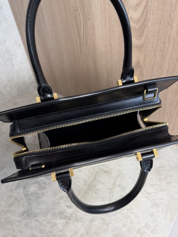 Saint Laurent (YSL) Uptown Tote Canvas with Leather Small