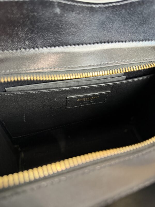 Saint Laurent (YSL) Uptown Tote Canvas with Leather Small