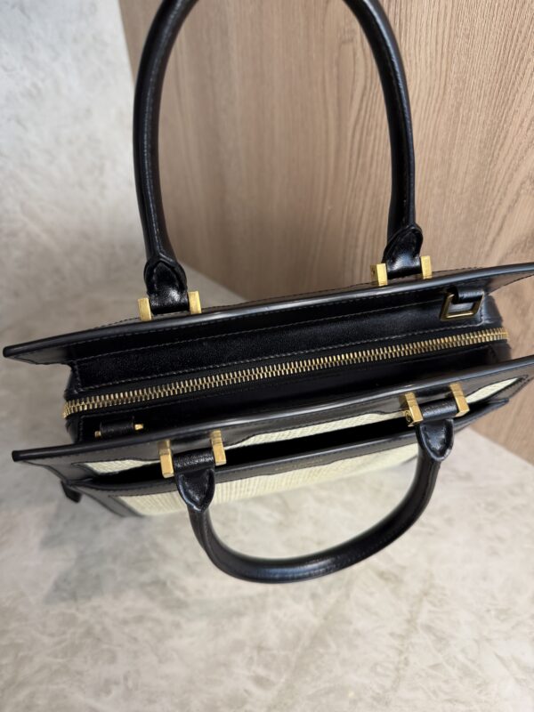 Saint Laurent (YSL) Uptown Tote Canvas with Leather Small