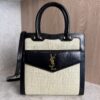 Saint Laurent (YSL) Uptown Tote Canvas with Leather Small