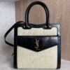 Saint Laurent (YSL) Uptown Tote Canvas with Leather Small