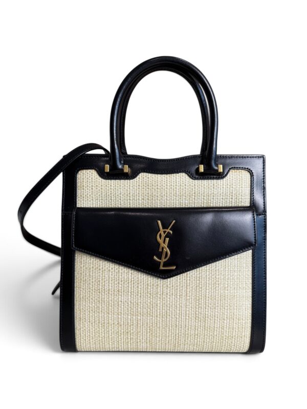 Saint Laurent (YSL) Uptown Tote Canvas with Leather Small