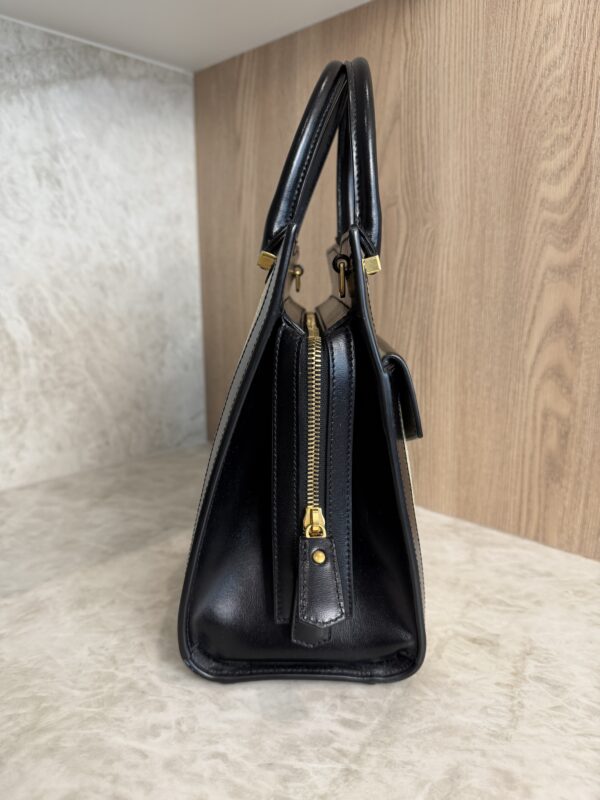 Saint Laurent (YSL) Uptown Tote Canvas with Leather Small