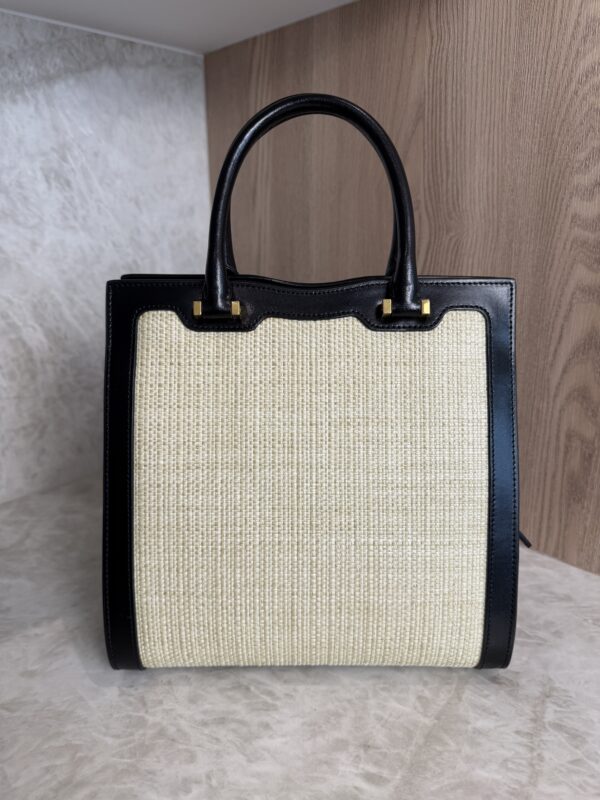 Saint Laurent (YSL) Uptown Tote Canvas with Leather Small