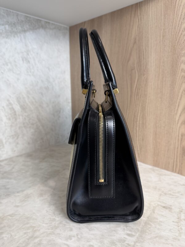 Saint Laurent (YSL) Uptown Tote Canvas with Leather Small