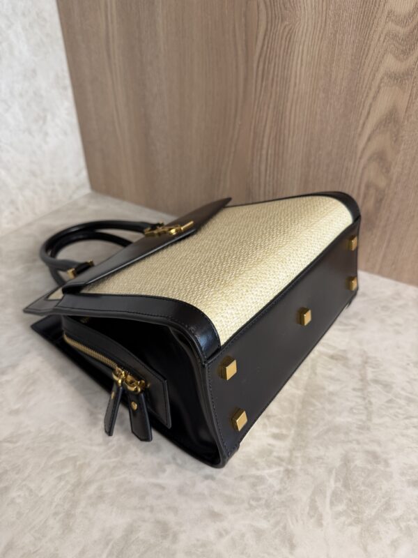 Saint Laurent (YSL) Uptown Tote Canvas with Leather Small