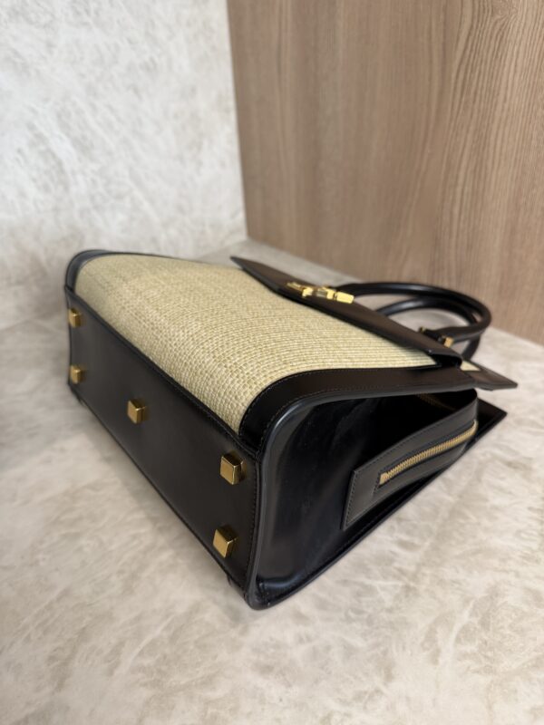 Saint Laurent (YSL) Uptown Tote Canvas with Leather Small