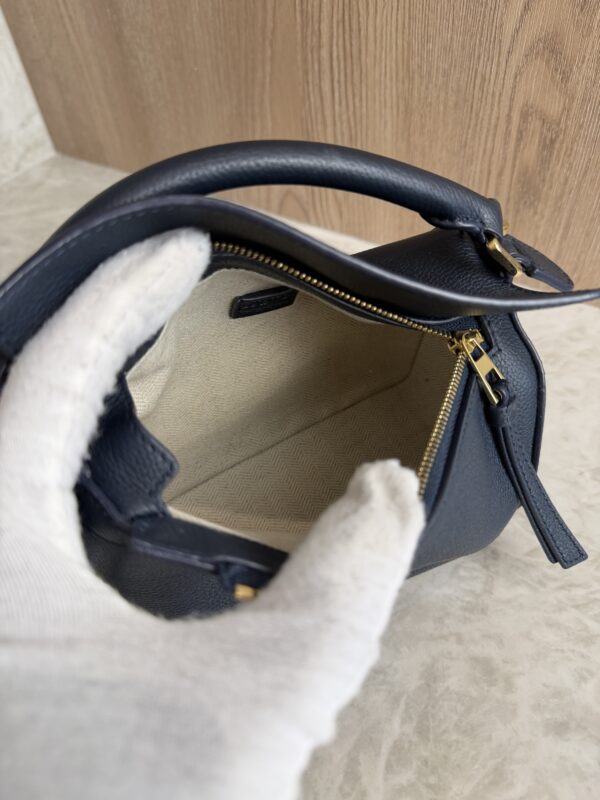 Loewe Women Mini Puzzle Edge Bag in Classic Calfskin Navy and GHW