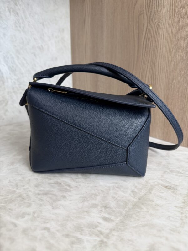 Loewe Women Mini Puzzle Edge Bag in Classic Calfskin Navy and GHW