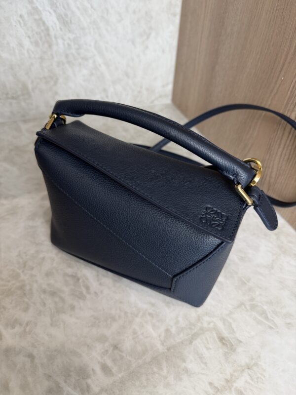 Loewe Women Mini Puzzle Edge Bag in Classic Calfskin Navy and GHW