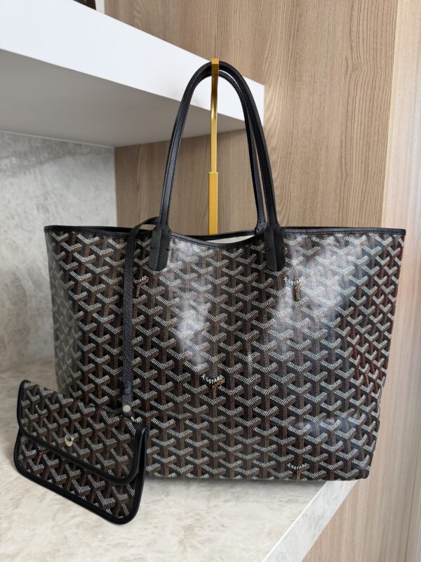 Goyard Goyardine Saint Louis PM Black and Black Leather