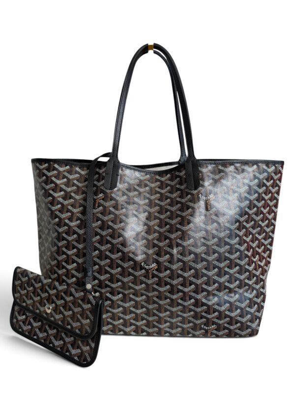 Goyard Goyardine Saint Louis PM Black and Black Leather