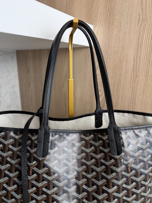 Goyard Goyardine Saint Louis PM Black and Black Leather