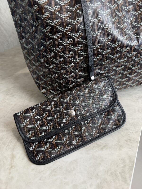 Goyard Goyardine Saint Louis PM Black and Black Leather