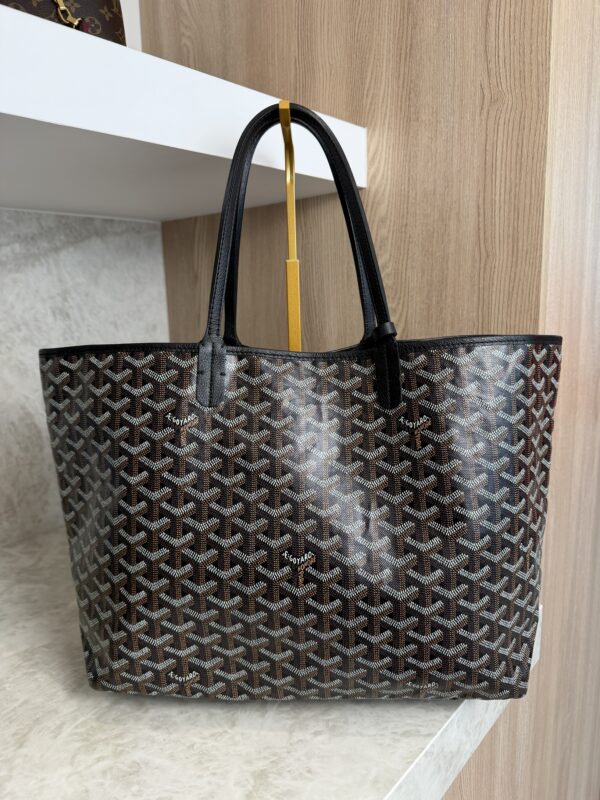 Goyard Goyardine Saint Louis PM Black and Black Leather