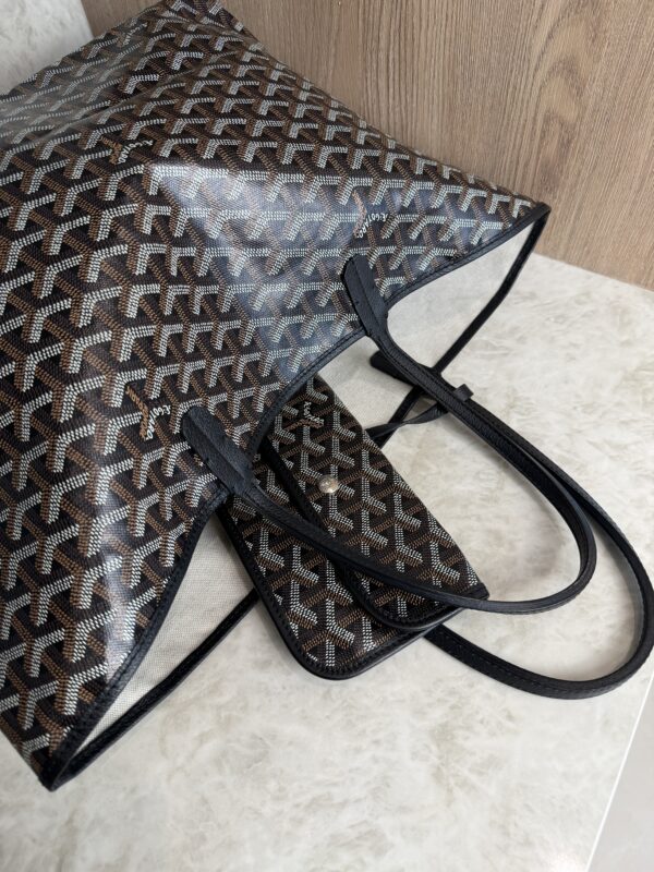 Goyard Goyardine Saint Louis PM Black and Black Leather