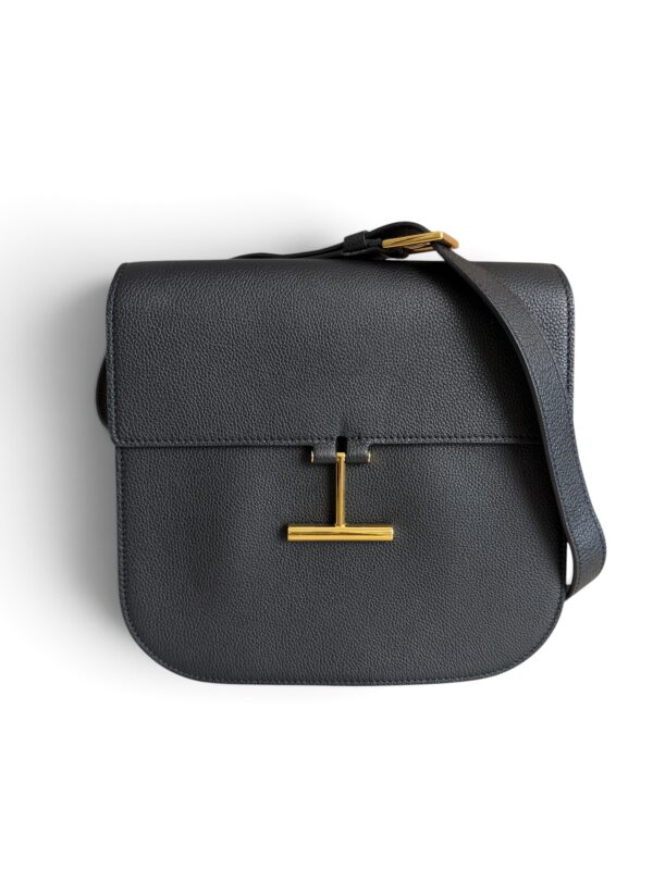 Tom Ford Tara Medium Crossbody in Grained Leather with Leather Strap Black