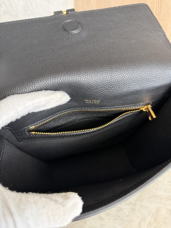 Tom Ford Tara Medium Crossbody in Grained Leather with Leather Strap Black