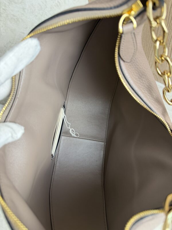 Valentino Garavani VLogo Moon Medium Grainy Calfskin Hobo Bag with Chain Clay