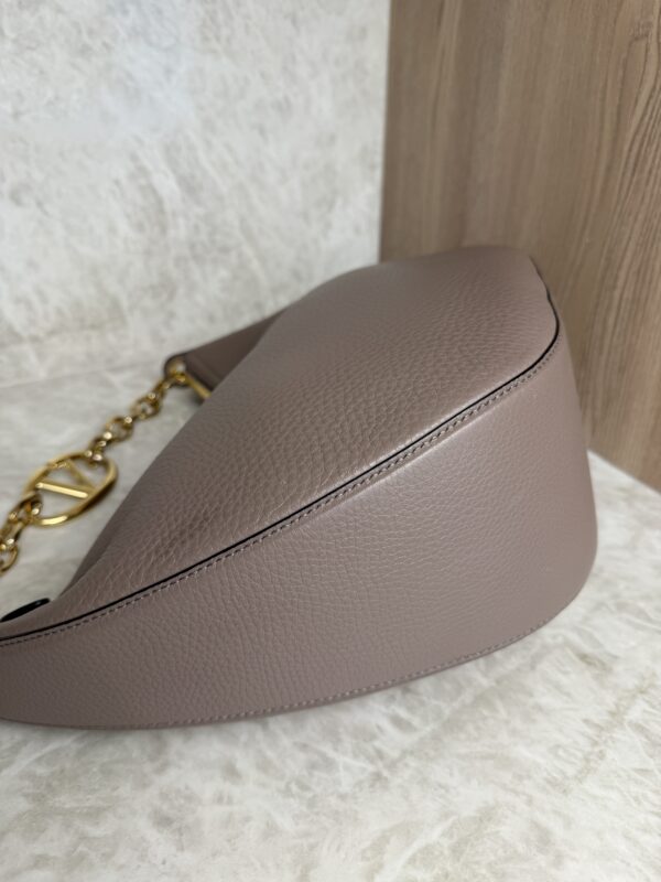 Valentino Garavani VLogo Moon Medium Grainy Calfskin Hobo Bag with Chain Clay