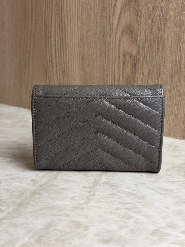Saint Laurent (YSL) Grain De Poudre Matelasse Chevron Small Monogram Envelope Wallet